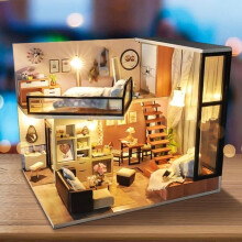 Dollhouse – DIY – Wooden miniature – 24.5 x 19.5 x 20.5 cm – Creative gift – Mixed