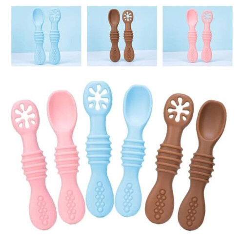 Mothinessto Baby Spoons, 6-pack soft silicone spoons, BPA-free, soft appearance, tableware, battery operated 1