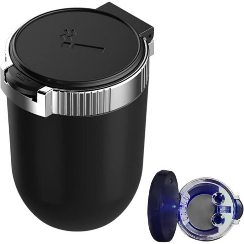 Car Ashtray with Lid – YSTP – 2-Pack – Fireproof – Anti-Theft Protection – Blue LED Light 1