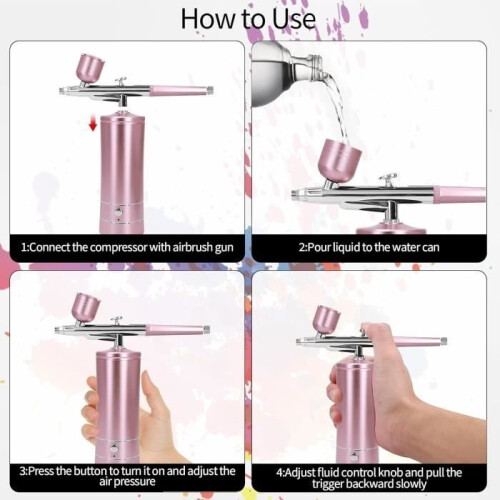 Complete airbrush set, high-pressure compressor, oxygen injector, for skin moisturizing and nail art 2