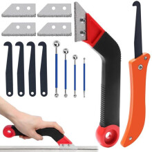 Tile joint scraper, joint scraper set with 8 spare blades, angle saw with 4 ball joints for tiles