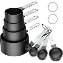 Measuring cups, measuring spoon sets, 8-piece measuring spoon and measuring cup set with stainless steel handles