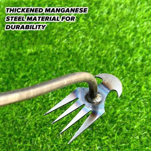 Manual weeder – stainless steel – 4 teeth – wooden handle 2