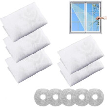 Pack of 5 window screens, protection against mosquitoes, insects and bees, with 5 rolls of adhesive tape for windows