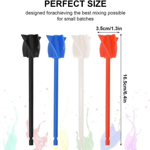 4-piece plastic paint mixer, epoxy mixing attachment, epoxy mixer for drill, reusable paint mixer 1
