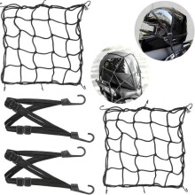 Set of 2 elastic spider luggage nets 40 x 40 cm + 2 elastic luggage straps 60 cm, luggage nets for motorcycles