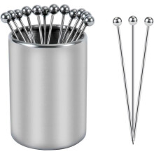 Set of 12 reusable cocktail sticks made of stainless steel and metal, decorative snack sticks