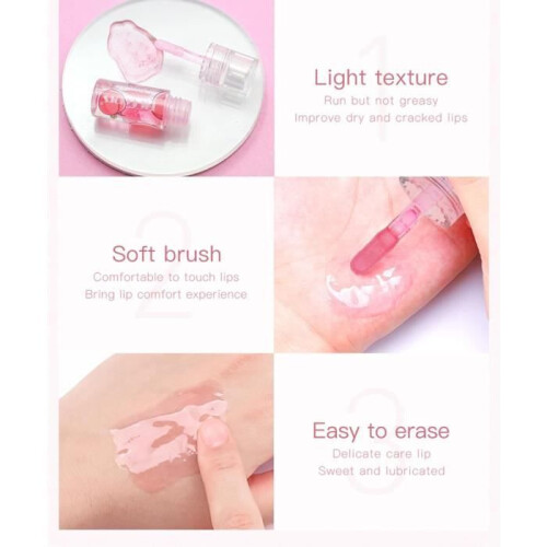 3-pack fruit lip oil, light moisturizing lip gloss, transparent lip gloss 2