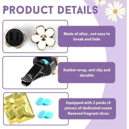 Daisy flower car diffuser ventilation clips air freshener decoration 2