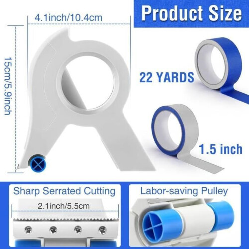 Masking tape applicators with 3.6 cm blue and white tape 1