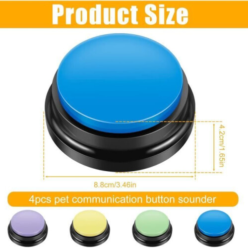 4-Pack Dog Communication Buttons, Talk Button, Portable Buzzer for Pet Training, Recordable Talk Button, Games 1