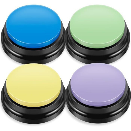 4-Pack Dog Communication Buttons, Talk Button, Portable Buzzer for Pet Training, Recordable Talk Button, Games