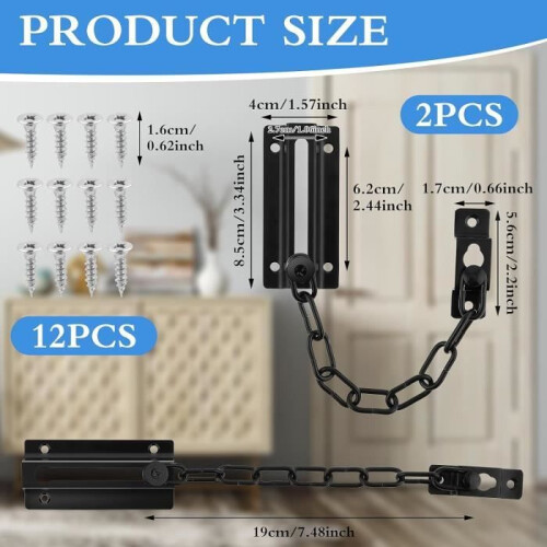 Door security chain, interior lock, heavy door lock, anti-theft protection, thick and durable chain 1