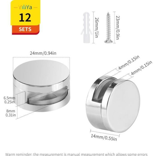 Zinc alloy bathroom mirror glass clamps, 12 pieces 1