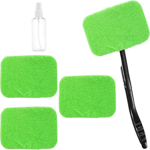 Window cleaning set, 4 microfiber pads, window cleaner with long handle