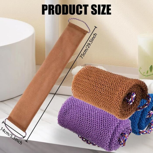 Set of 3 nylon exfoliating nets with cord for deep bathing 1
