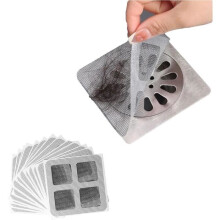 100 Disposable Shower Drain Stickers with Hair Catcher Mesh