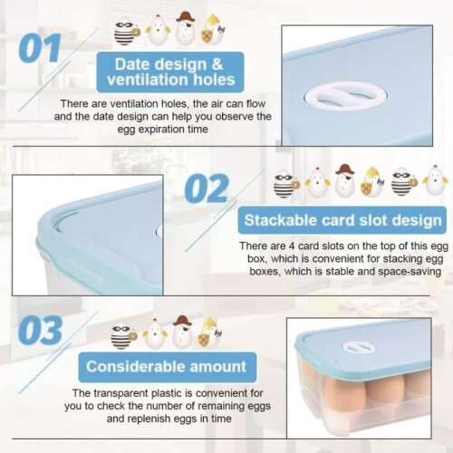 2 pcs plastic egg carton, egg dispenser for refrigerator, egg storage, egg holder for refrigerator, egg storage box for 2