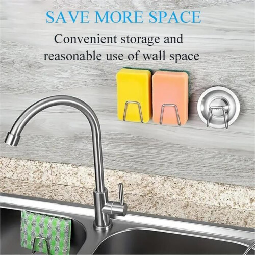 4-pack stainless steel sink sponge holder, self-adhesive sponge holder, kitchen organizer 2