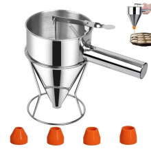 Dough divider, stainless steel piston funnel, holder and 4 different nozzles, stainless steel dispenser, kitchen funnel