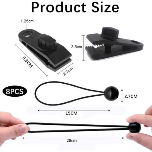 Closing clips, 8-pack sail clips, tent clips, sail clip set, awning clips, plastic tent clips 1