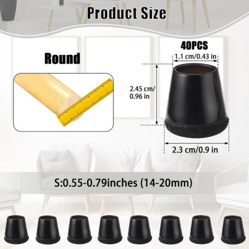 40 pieces chair leg caps, elastic felt glides for table leg protectors 1