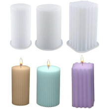 Set of 3 silicone molds for square cylinder candles 3D molds for DIY VHV