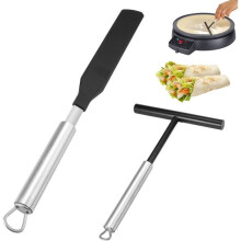 2-pack crepe rake, stainless steel crepe spatula and rake, T-shaped crepe batter dispenser