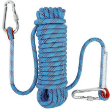 Climbing rope with safety carabiner 10mm polyester rescue hiking mountaineering 10m VHV