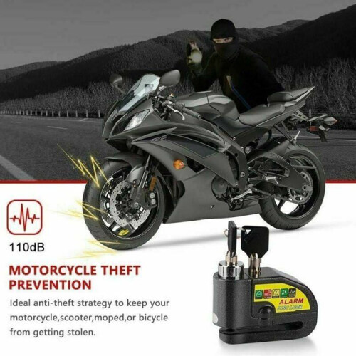 Motorcycle anti-theft system with 110 dB alarm, 2 keys and cable included, VHV 1