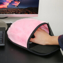 Pink Heated Mouse Pad, 2-Pack, Removable Hand Warmer, Plush, USB, VHV