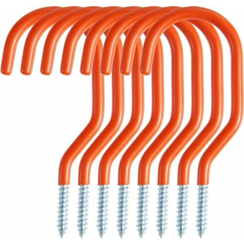 Set of 8 garage hooks for bicycles and tools, wall screws orange VHV
