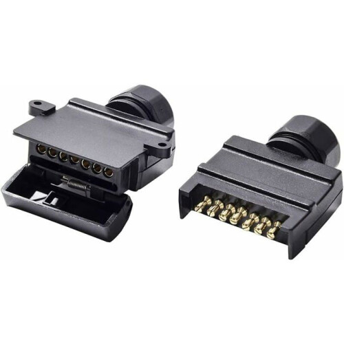 7-pin plug and socket for trailers, waterproof, suitable for trucks and campers, VHV
