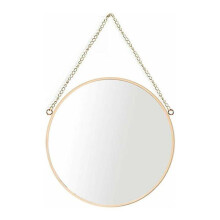 Hanging mirror, 25 x 25 cm, round, for bathroom, make-up mirror, brass frame with hanging chain, small size, VHV