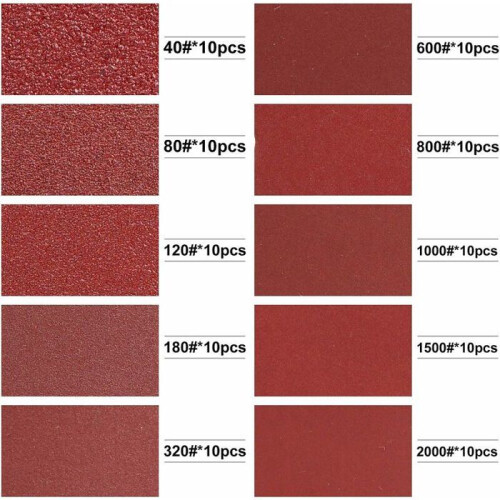 Pack of 100 sanding triangles, grit 40-2000, for VHV sanders and sandpaper 1