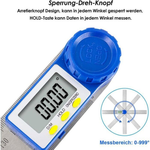 Stainless Steel Digital Angle Meter, 360 Degree Measuring Tool for Carpentry and DIY, VHV 2