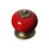 Set of 5 round ceramic knobs for cupboard doors or drawers - porcelain handle - country style - red VHV 3