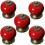 Set of 5 round ceramic knobs for cupboard doors or drawers - porcelain handle - country style - red VHV 1