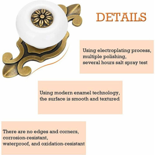 Ceramic cabinet knobs, vintage cabinet knobs, drawer knobs, 8 pieces, metal knobs for desk drawers and cabinets VHV 2