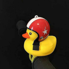 Cute Helmet Duck Bike Bell with Led Light Rubber Duck Bicycle Handlebar Horns Funny Bicycle Accessories