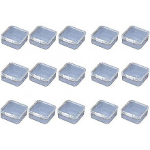 Transparent Plastic Square Storage Box with Cover (6.4 X 6.4 Cm) 15 Pieces (d-b2)