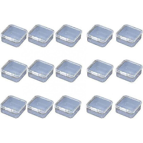Transparent Plastic Square Storage Box with Cover (6.4 X 6.4 Cm) 15 Pieces (d-b2)