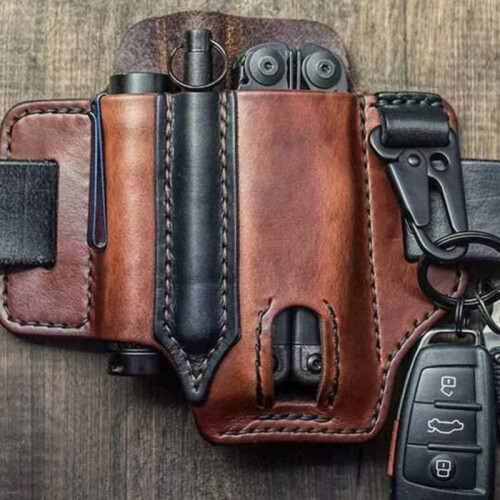 Belt pouch, multifunctional belt pouch, belt pouch, EDC tool pouch with key ring, brown VHV 2
