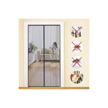 Magnetic screen door, fiberglass, fire-resistant, fine-mesh, fly and insect protection, automatic closing, black, VHV