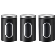 Tin lid with viewing window for storage container for coffee, pasta, flour, metal black VHV