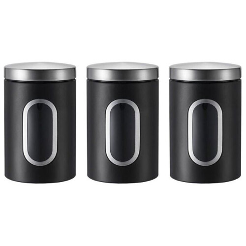 Tin lid with viewing window for storage container for coffee, pasta, flour, metal black VHV