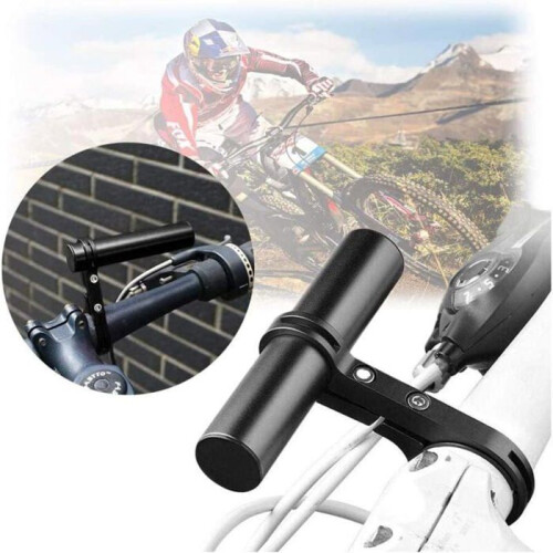 Bicycle handlebar mount, 10 cm extension, for LED lighting and speedometer, black, VHV 1