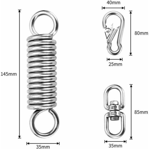 Stainless steel ceiling hook, load capacity 250 kg, with carabiners for THV hammock 1