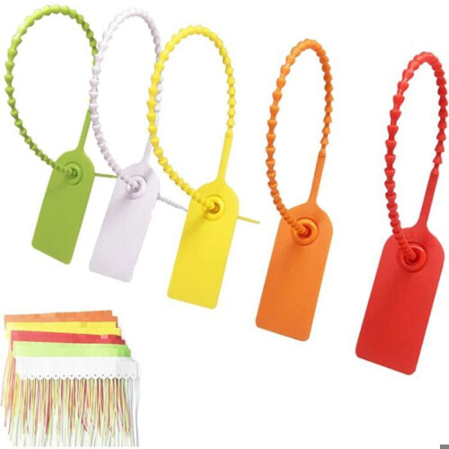 100 multicolored safety labels for plastic cable ties for clothing and VHV logistics