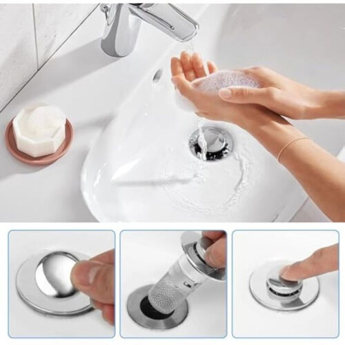 x Universal Drain Plugs, 34-40mm, Enhanced Pop-Up Drain Plug, Universal Drain Plug, Strainer Plug with VHV 2
